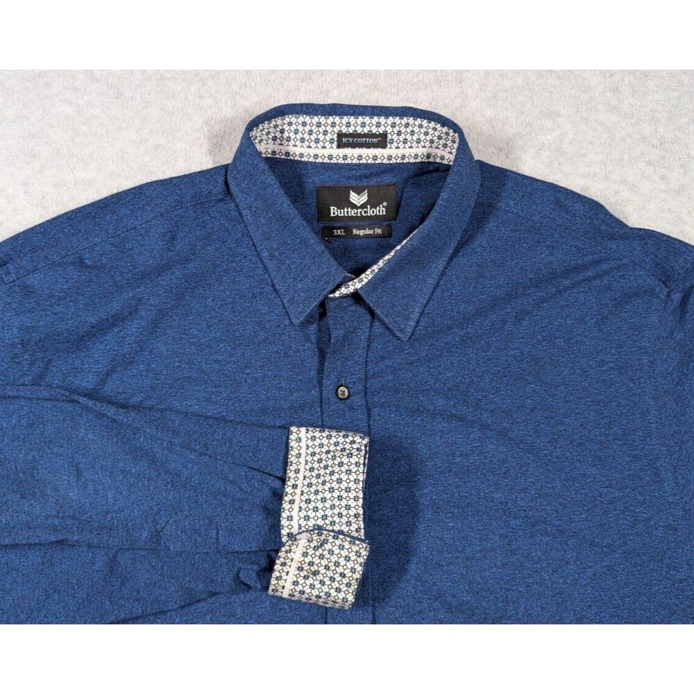Buttercloth Men Shirt 3XL‎ Icy Cloth Flip Cuff Regular Fit Button Up Long Sleeve